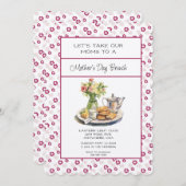 Deep Pink Spring Floral Moederdag Brunch Kaart (Voorkant / Achterkant)