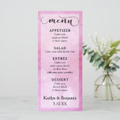 Deep Pink Waterverf & Mandala Bruiloft Menu (Staand voorkant)