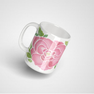 Deep Pink Waterverf Rozen Koffiemok