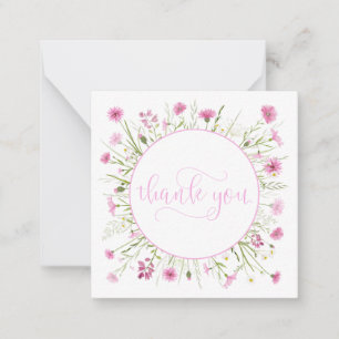 Deep Pink Wildflower Gepersonaliseerd Dank u Notitiekaartje