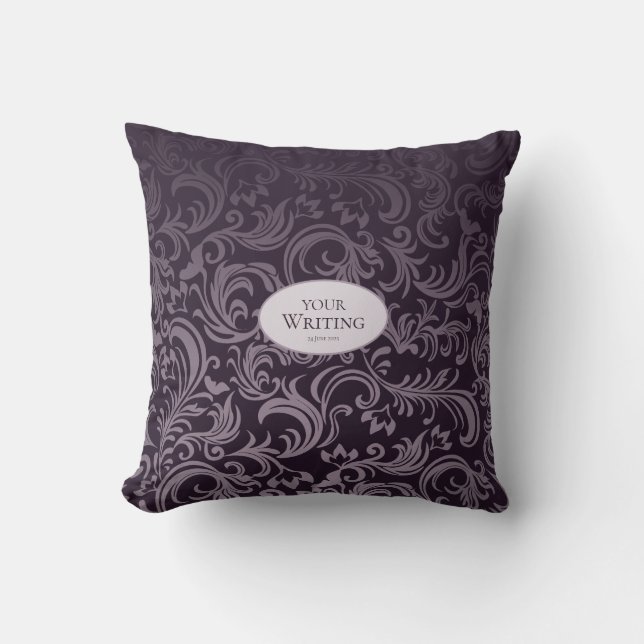 Deep Plum Damask Personalized Kussen (Voorkant)