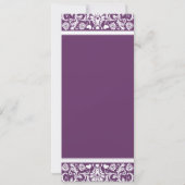 Deep Plum Damask Swirls Wedding Invitation Kaart (Achterkant)