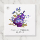 Deep Plum Paarse en gouden bruiloft Bedankjes Labels (Voorkant)