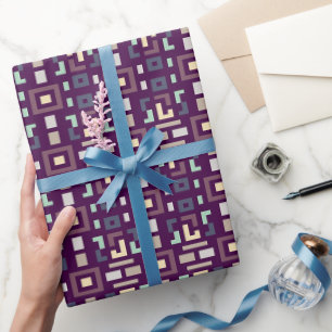 Deep Purple en Gedempte Aardse Abstracte Geometrie Cadeaupapier