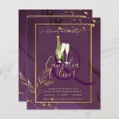 DEEP PURPLE FEUILLES D'OR Invitation de mariage (Devant / Derrière)