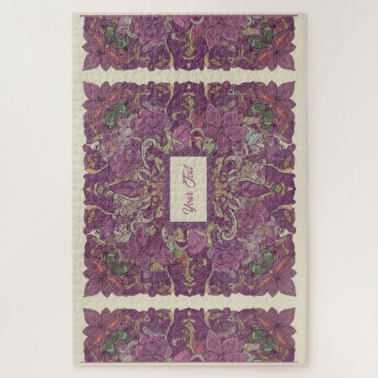 Deep Purple Floral Intricate Jigsaw Puzzle Legpuzzel (Verticaal)