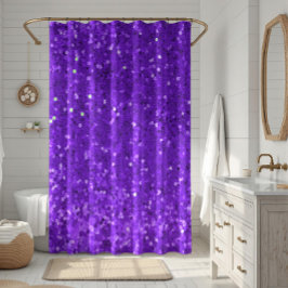 Deep Purple Glam Faux Glitter Pattern Douchegordijn