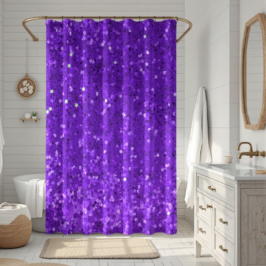 Deep Purple Glam Faux Glitter Pattern Douchegordijn