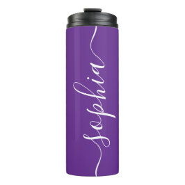 Deep Purple White Script Custom Thermische Bekerko Thermosbeker