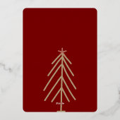 Deep Red 4 Groen Roze Gouden Kerstbomen Folie Uitnodiging (Achterkant)