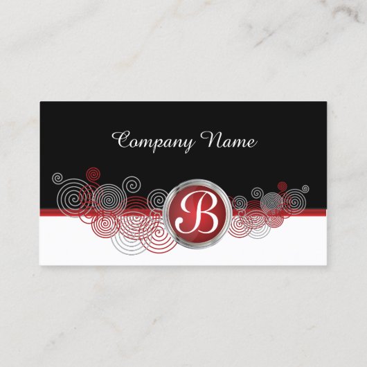 Deep Red, Black en White Abstract Visitekaartje (Achterkant)