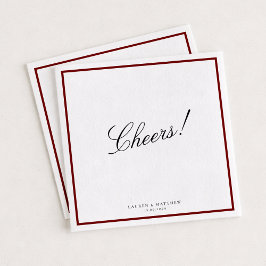 Deep Red Border Wedding Napkins Servet