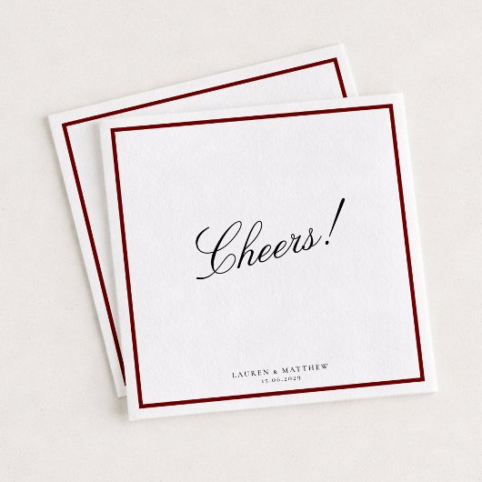 Deep Red Border Wedding Napkins Servet