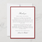 Deep Red Border Wedding Thank You Card Save The Date (Voorkant)