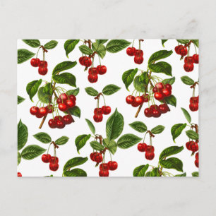 Deep Red Botanical Cherry Print Briefkaart