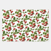 Deep Red Botanical Cherry Print Inpakpapier Vel (Voorkant)