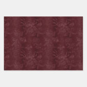Deep Red Bourgogne Bloemen Inpakpapier Vel (Voorkant)