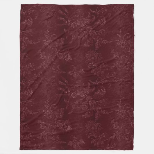 Deep Red Burgundy Floral Christmas Fleece Deken (Voorkant)