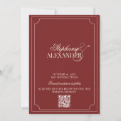 Deep Red Checkered Old Money QR Code Wedding Save The Date (Achterkant)