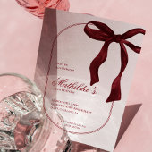 Deep Red Coquette Bow Birthday Invitation