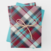 Deep Red, Dark Eclipse, Turquoise, Teal... Plaid Inpakpapier Vel (In situ)