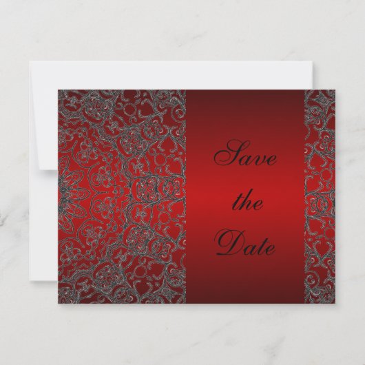 Deep Red Elegant Modern Lace Save the Date (Voorkant)
