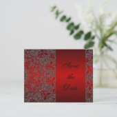 Deep Red Elegant Modern Lace Save the Date (Staand voorkant)