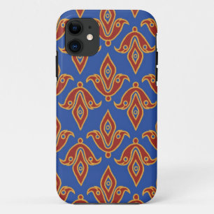 Deep Red en Blue Fleur-de-Lys Gold-effect-contoure iPhone 11 Hoesje