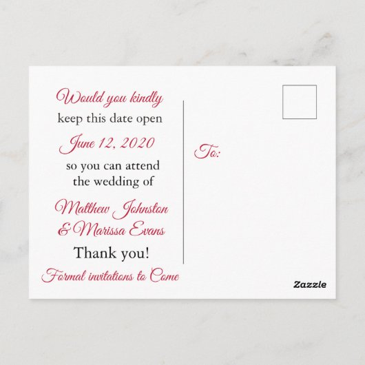 Deep Red Fade Bubbles Save the Date Briefkaart (Achterkant)