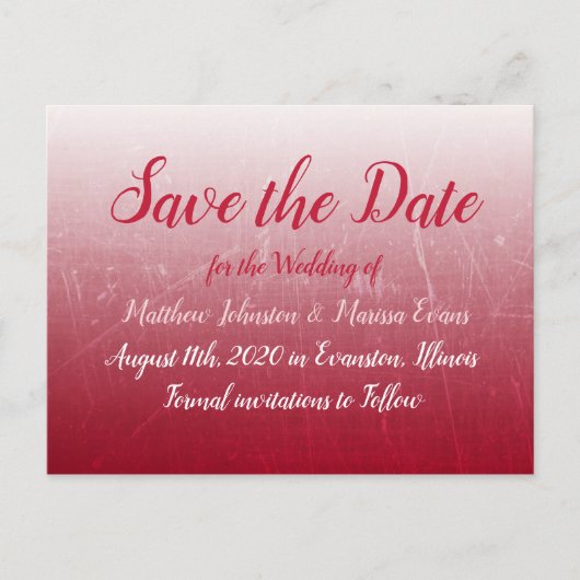 Deep Red Fade Bubbles Save the Date Briefkaart (Voorkant)