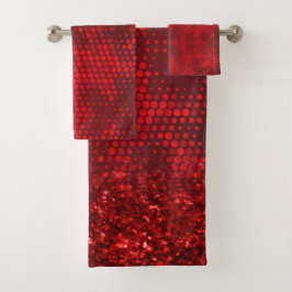 Deep Red Faux Glitter Lights Bad Handdoek