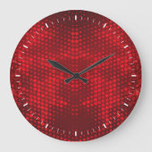 Deep Red Faux Glitter Lights Grote Klok (Voorkant)