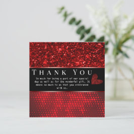 Deep Red Faux Glitter Lights Hartelijk dank Kaart