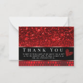 Deep Red Faux Glitter Lights Hartelijk dank Notitiekaartje (Voorkant)