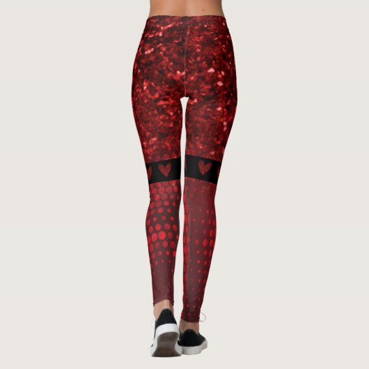 Deep Red Faux Glitter Lights Leggings (Dos)