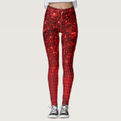 Deep Red Faux Glitter Lights Leggings (Devant)
