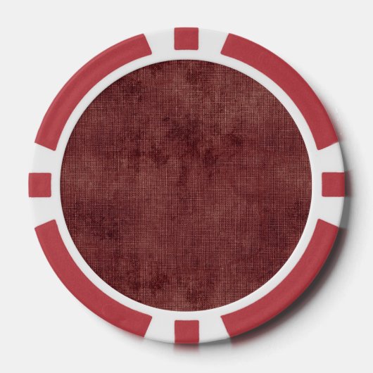 Deep Red Faux Linen (linnen look) Poker Chips (Voorkant)