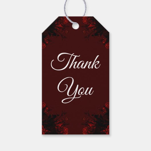 Deep Red Floral Elegant Gothic Wedding Cadeaulabel (Voorkant)