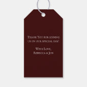 Deep Red Floral Elegant Gothic Wedding Cadeaulabel (Achterkant)