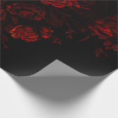 Deep Red Floral Elegant Gothic Wedding Cadeaupapier (Hoek)