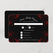 Deep Red Floral Elegant Gothic Wedding Kaart (Voorkant / Achterkant)