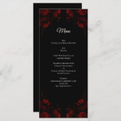 Deep Red Floral Elegant Gothic Wedding Menu (Voorkant / Achterkant)