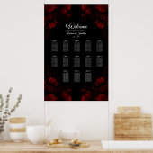 Deep Red Floral Elegant Gothic Wedding Poster (Keuken)