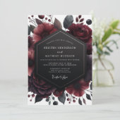 Deep Red Floral Opulence Wedding Kaart (Staand voorkant)