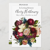 Deep Red Flower Bouquet Funeral Memorial Programme Kaart (Voorkant / Achterkant)