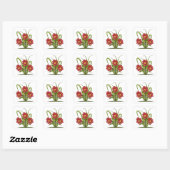 Deep Red Flowers Square Sticker (Vel)