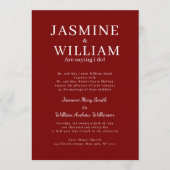 Deep Red Formal Typography Wedding Invite Kaart (Voorkant)