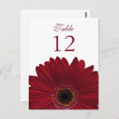 Deep Red Gerbera Daisy Tafelnummer Kaart Flat (Voorkant / Achterkant)