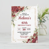 Deep Red & Gold Lijst Rozen elk jaar Kaart (Staand voorkant)