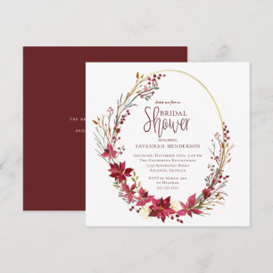 Deep Red Gold Winter Calligraphy Vrijgezellenfeest Kaart